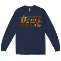 Navy colorful juneteenth celebration art Long Sleeve Tee - LillyAllenDesigns
