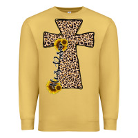 Antique Gold he is risen leopard cross Premium Sweatshirt - JahusDesignShop