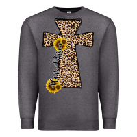 Charcoal Heather he is risen leopard cross Premium Sweatshirt - JahusDesignShop