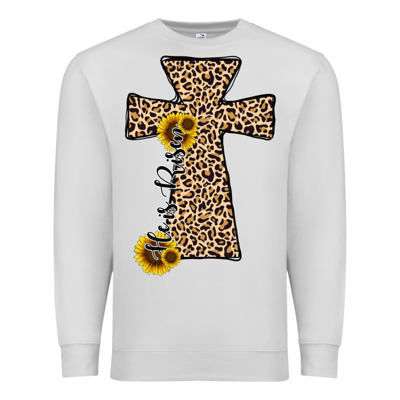 He Is Risen Leopard Cross Premium Sweatshirt by JahusDesignShop | Teevron