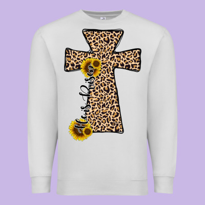 He Is Risen Leopard Cross Premium Sweatshirt Designed By Jahusdesignshop