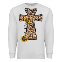 Dove Grey he is risen leopard cross Premium Sweatshirt - JahusDesignShop