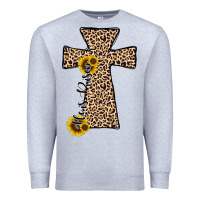 Heather Grey he is risen leopard cross Premium Sweatshirt - JahusDesignShop