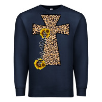 Navy he is risen leopard cross Premium Sweatshirt - JahusDesignShop