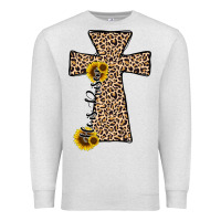 Oatmeal Heather he is risen leopard cross Premium Sweatshirt - JahusDesignShop