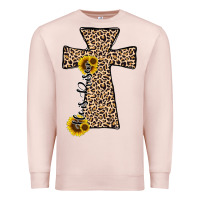 Pale Pink he is risen leopard cross Premium Sweatshirt - JahusDesignShop