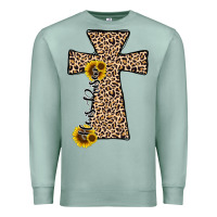 Seafoam he is risen leopard cross Premium Sweatshirt - JahusDesignShop