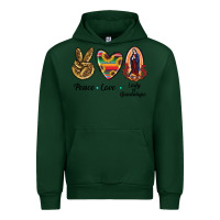 Forest Green Peace Love Lady Of Guadalupe Urban Hoodie - RanaPortraitStore