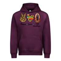 Mauve Wine Peace Love Lady Of Guadalupe Urban Hoodie - RanaPortraitStore