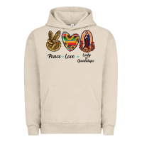 Pigment French Oak Peace Love Lady Of Guadalupe Urban Hoodie - RanaPortraitStore