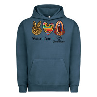 Pigment Midnight Navy Peace Love Lady Of Guadalupe Urban Hoodie - RanaPortraitStore