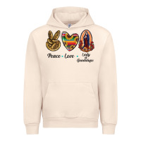 Sandshell Peace Love Lady Of Guadalupe Urban Hoodie - RanaPortraitStore