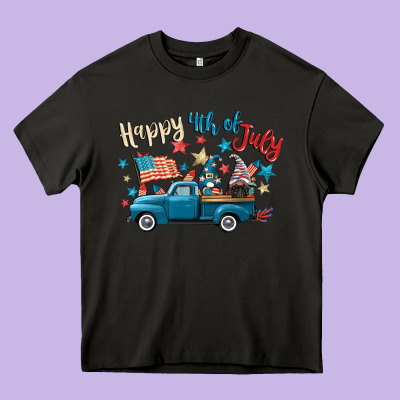 Happy 4th Of July Gnome Truck Heavy Core Tee Designed By Cowgirlartshop