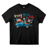 Black happy 4th of july gnome truck Heavy Core Tee - CowGirlArtShop