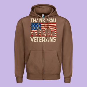 Thank You Veterans American Flag Patriotic Zipper Hoodie Designed By Baomotion