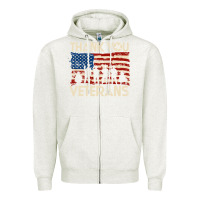 Oatmeal Heather Thank You Veterans American Flag Patriotic Zipper Hoodie - baoMotion