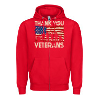 Red Thank You Veterans American Flag Patriotic Zipper Hoodie - baoMotion