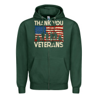 Sports Green Thank You Veterans American Flag Patriotic Zipper Hoodie - baoMotion