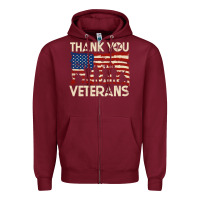 Burgundy Thank You Veterans American Flag Patriotic Zipper Hoodie - baoMotion