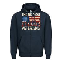 Navy Thank You Veterans American Flag Patriotic Zipper Hoodie - baoMotion