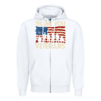 White Thank You Veterans American Flag Patriotic Zipper Hoodie - baoMotion