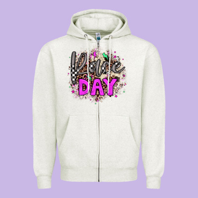 Race Day Zipper Hoodie Designed By Jahusdesignshop
