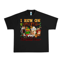 Black i run on coffee and christmas cheer Urban Heavy Tee - FaDigitalArtStudio