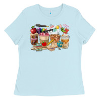 Baby Blue Teacher Coffee Cups Ladies Tee - FaDigitalArtStudio