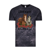 Cloud Black just a girl who loves horses no background Vintage Tee - RanaPortraitStore