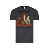 Vintage Black just a girl who loves horses no background Vintage Tee - RanaPortraitStore