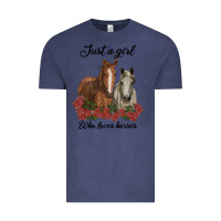 Vintage Denim just a girl who loves horses no background Vintage Tee - RanaPortraitStore