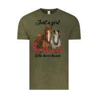 Vintage Olive just a girl who loves horses no background Vintage Tee - RanaPortraitStore