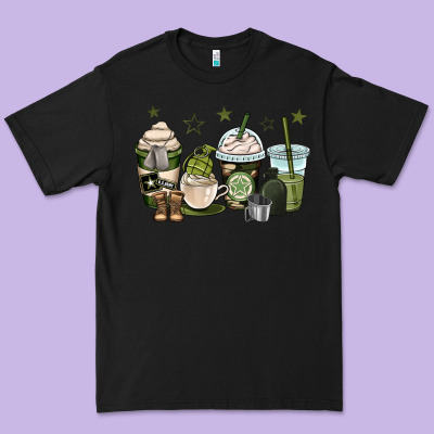 Us Army Coffee Cups Premium Tee Designed By Oliviacreatesart