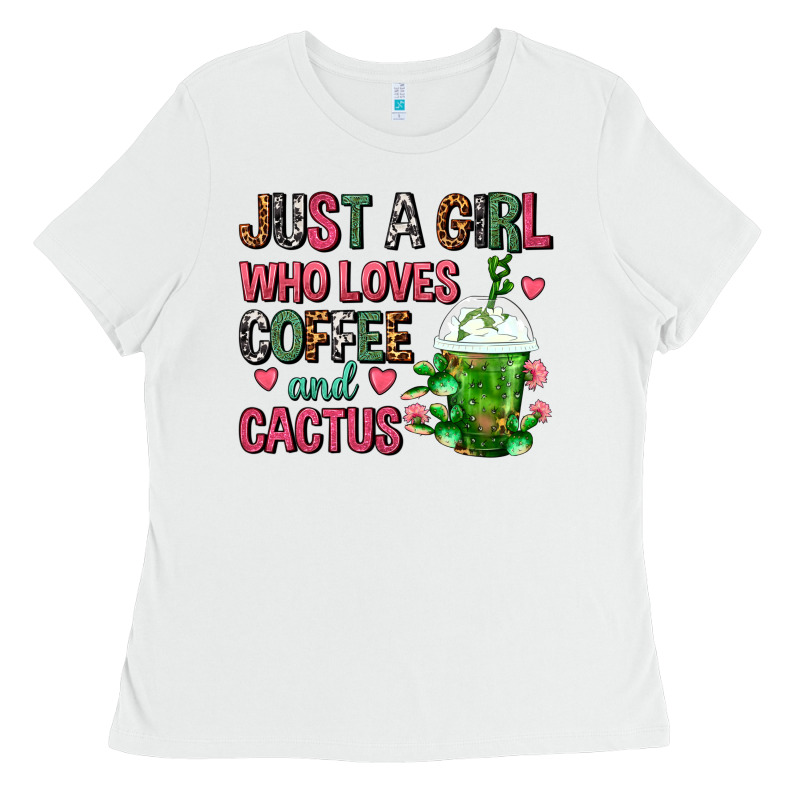 Just A Girl Who Loves Coffee And Cactus Frappe Ladies Tee by FaDigitalArtStudio | Teevron