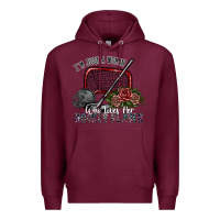 Burgundy i'm just a woman who loves her hockey player Premium Hoodie - SublimationCraftShop