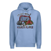 Colony Blue i'm just a woman who loves her hockey player Premium Hoodie - SublimationCraftShop