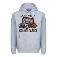 Heather Grey i'm just a woman who loves her hockey player Premium Hoodie - SublimationCraftShop