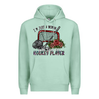 Seafoam i'm just a woman who loves her hockey player Premium Hoodie - SublimationCraftShop