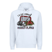 White i'm just a woman who loves her hockey player Premium Hoodie - SublimationCraftShop