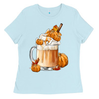 Baby Blue Fall Coffee Ladies Tee - FaDigitalArtStudio