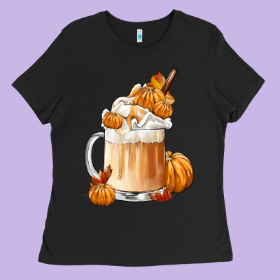 Fall Coffee Ladies Tee Designed By Fadigitalartstudio