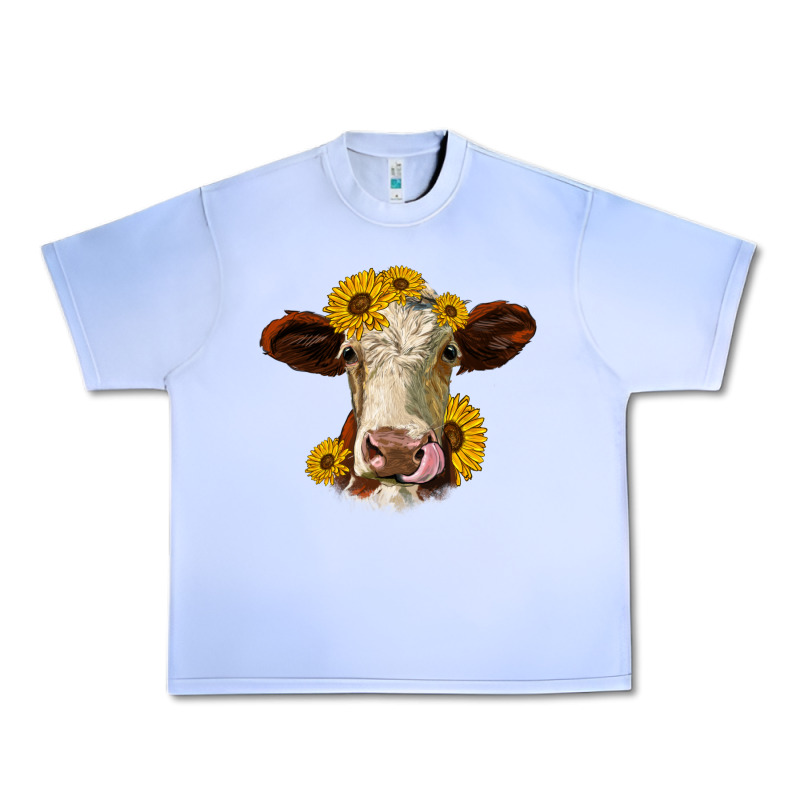 Hereford Cattle Sunflowers Heifer Urban Heavy Tee by Jasminsmagicworld | Teevron