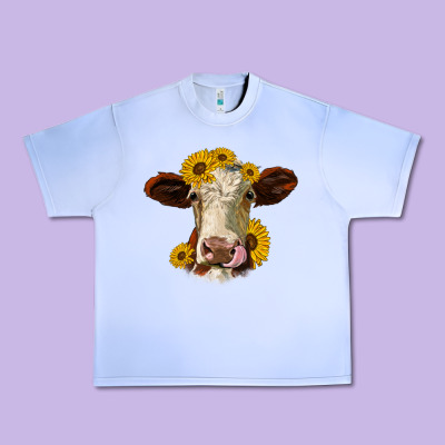 Hereford Cattle Sunflowers Heifer Urban Heavy Tee Designed By Jasminsmagicworld