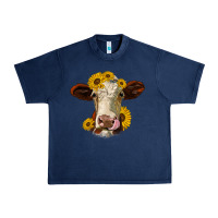 Navy hereford cattle sunflowers heifer Urban Heavy Tee - Jasminsmagicworld