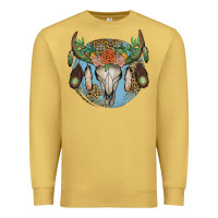 Antique Gold floral feather bull skull Premium Sweatshirt - JahusDesignShop