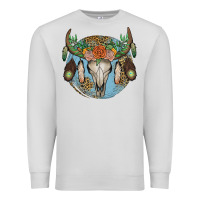 Dove Grey floral feather bull skull Premium Sweatshirt - JahusDesignShop
