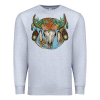 Heather Grey floral feather bull skull Premium Sweatshirt - JahusDesignShop