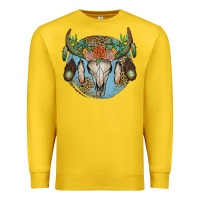 Lemon floral feather bull skull Premium Sweatshirt - JahusDesignShop