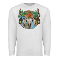 Oatmeal Heather floral feather bull skull Premium Sweatshirt - JahusDesignShop