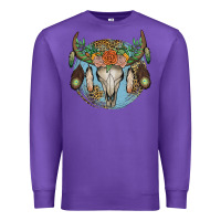 Purple floral feather bull skull Premium Sweatshirt - JahusDesignShop